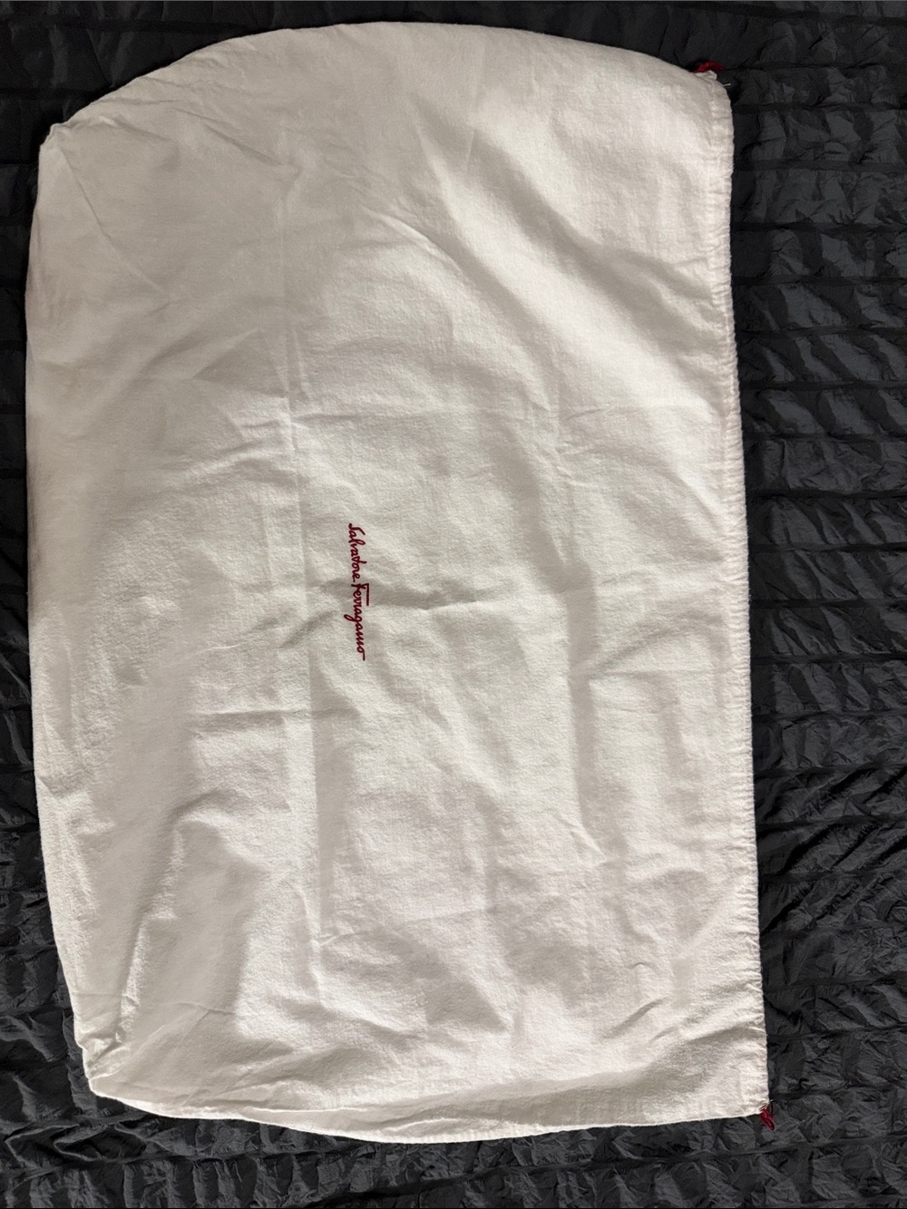 Salvatore Ferragamo White Drawstring Dust Bag with Red Logo